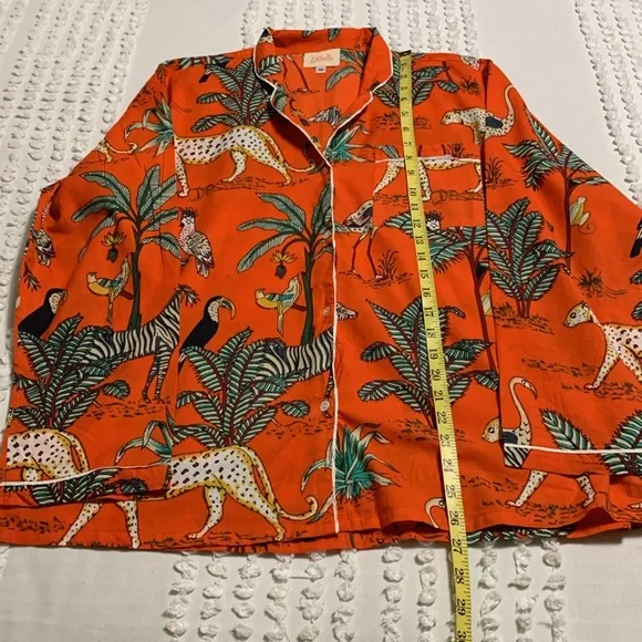 Lilbelle Women’s Kids Orange Pajama Set Medium Animal Print Fun Colorful - Picture 14 of 14